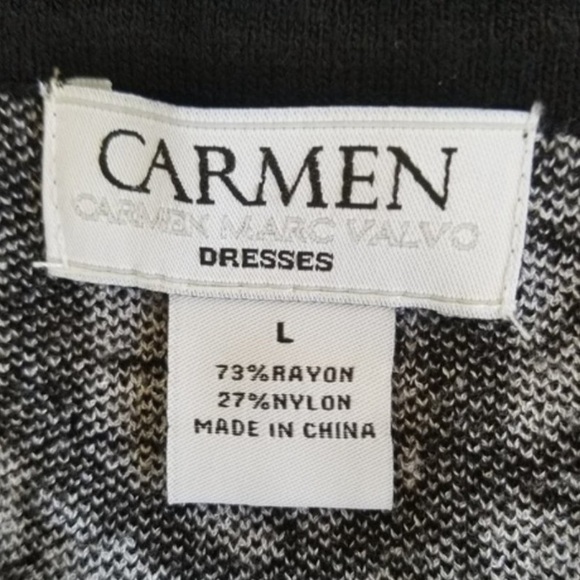 EUC Carmen Marc Valvo Black White Tank Sweater Dress Sweater Knit Dress Sz Large - Picture 8 of 9